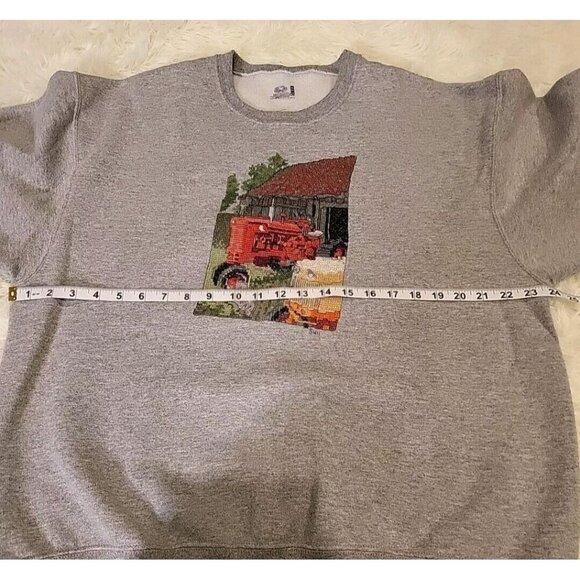 Fruit Of The Loom XL Embroidered Farm Tractor Barn Pullover Sweatshirt Vintage - Picture 8 of 10
